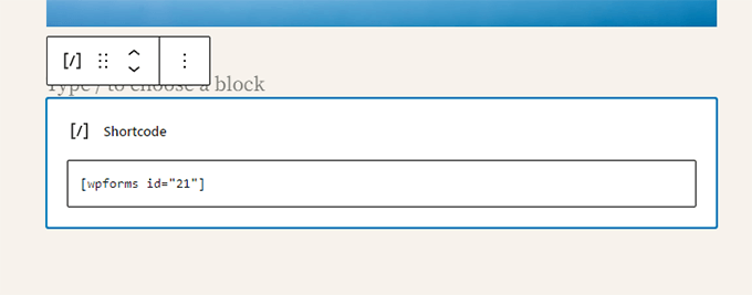 Shortcode block in the block editor Shortcode block in the block editor