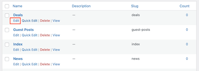 Editing a WordPress category description Editing a WordPress category description