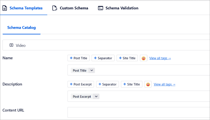video schema details video schema details