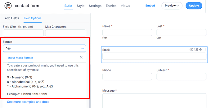 Validate your email field Validate your email field